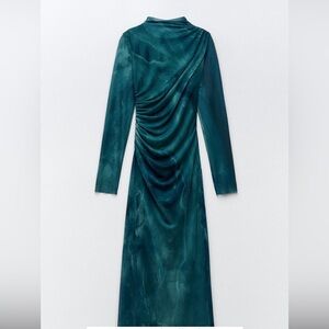 Zara Elegant Teal Long Sleeve Dress